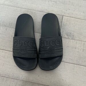 Authentic Gucci Black Embossed Slides